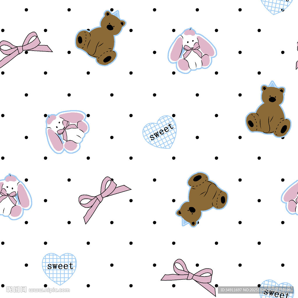 小熊蝴蝶结可爱图案设计