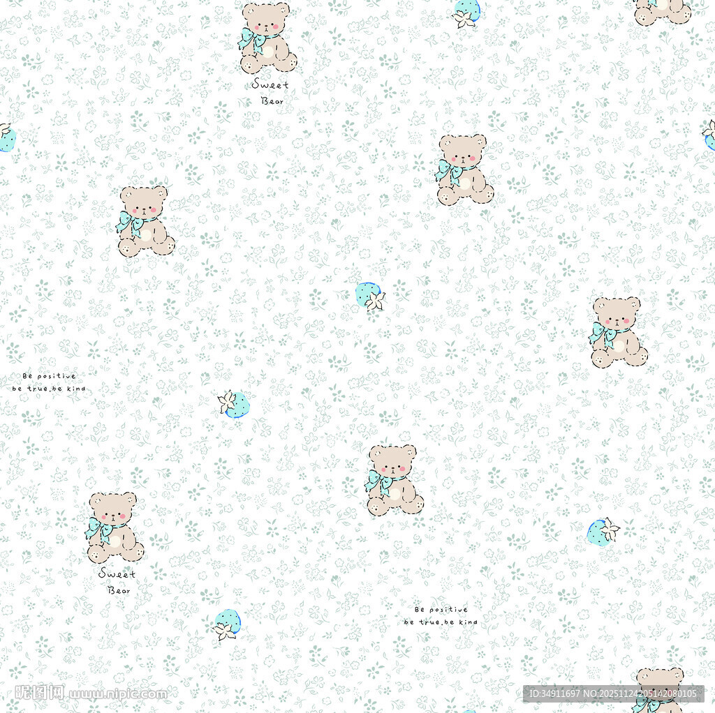 小熊图案可爱卡通背景图