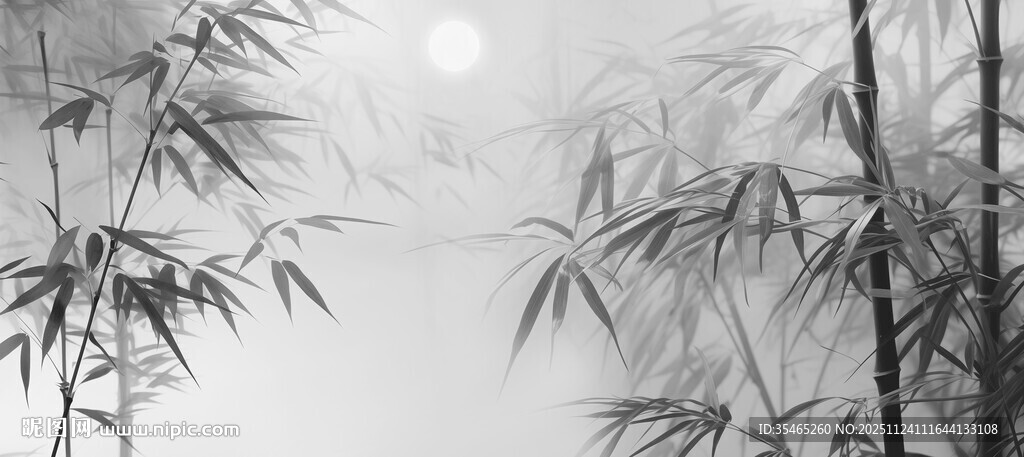 新中式水墨竹子背景墙