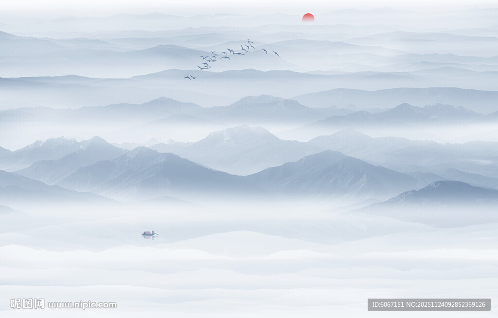 抽象水墨山水画背景墙