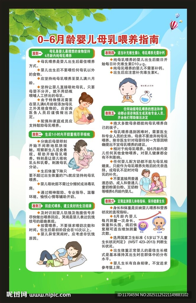 0至6月龄婴儿母乳喂养指南海报