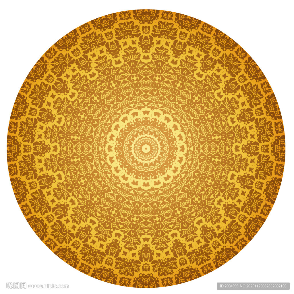 金色圆形精美花纹图案