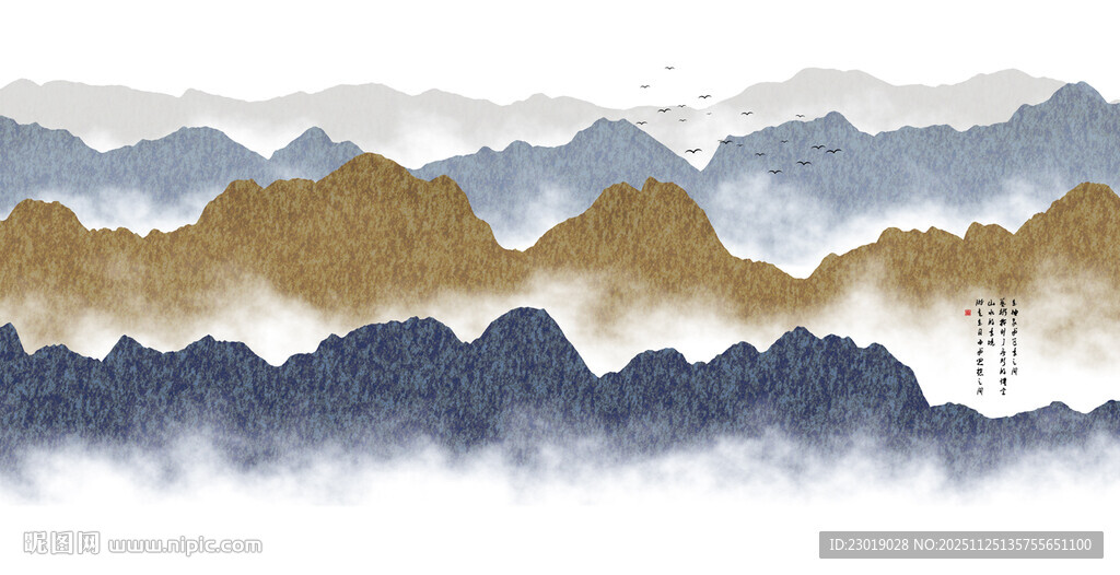 水墨群山抽象画