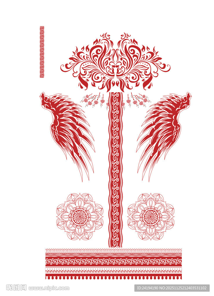 中式传统剪纸风装饰图案