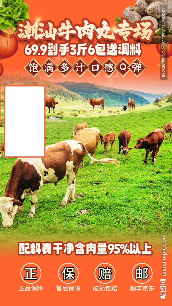 潮汕牛肉丸直播间贴片背景