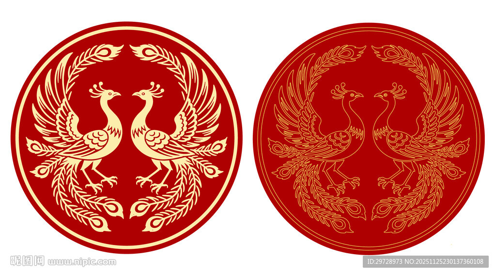 中国风凤凰图腾手绘图案