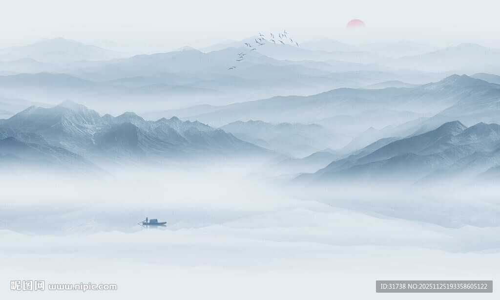 禅意水墨山水画