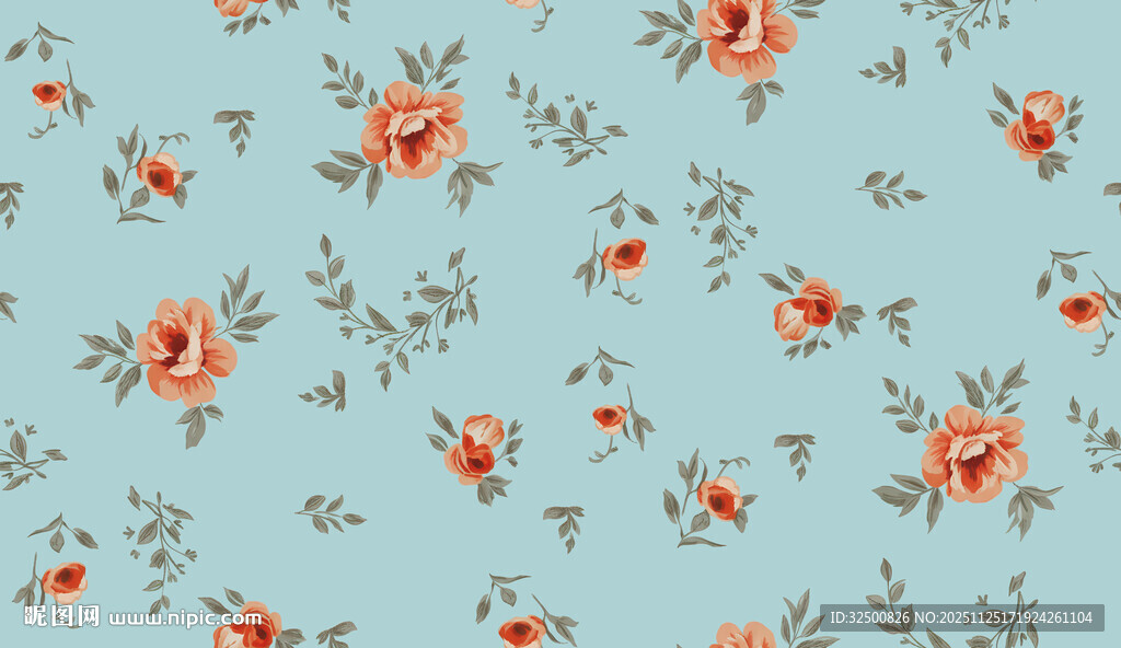 浅蓝色底碎花图案背景