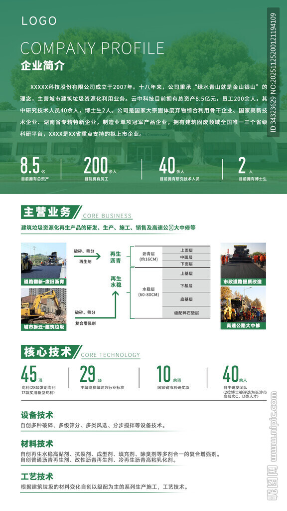 绿色清新环保企业简介海报设计