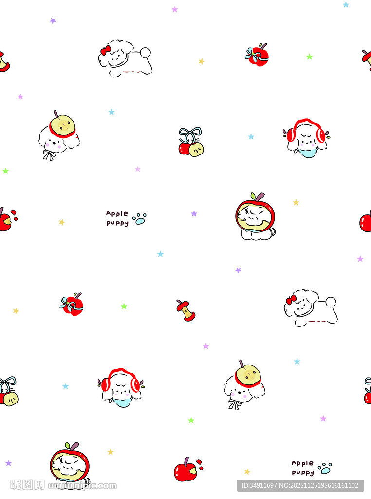 圣诞卡通图案无缝背景图