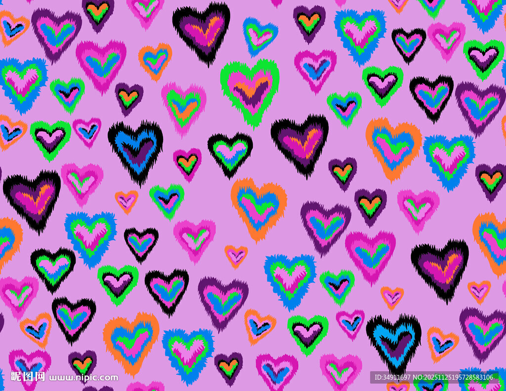 多彩爱心图案背景