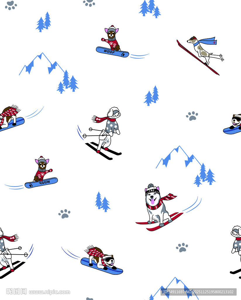 滑雪图案背景动感滑雪者
