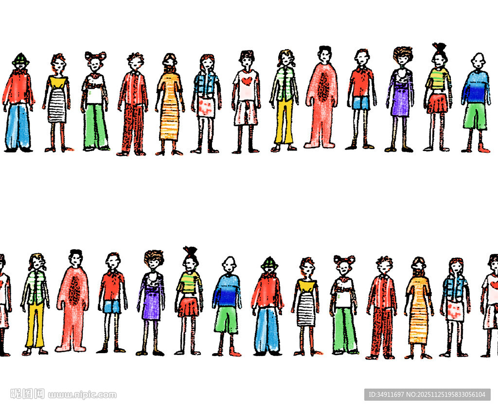 多样服饰的人群展示