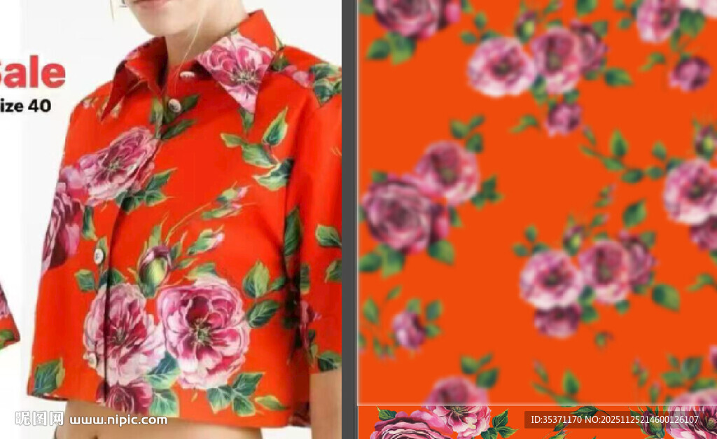 橙色底花卉图案纹理