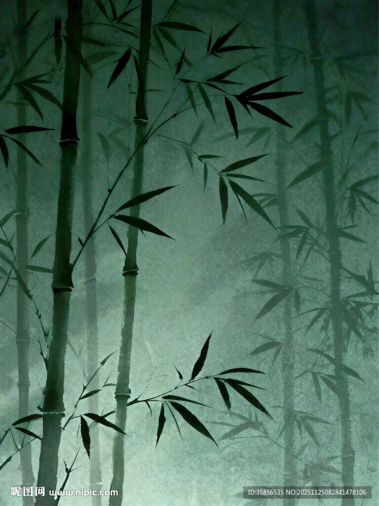 水墨竹林意境图