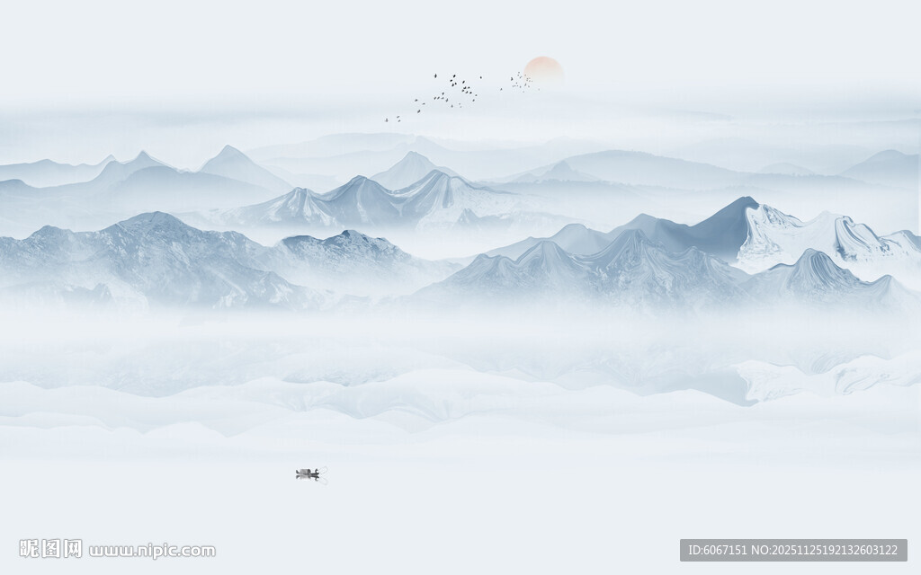 抽象水墨山水画背景墙