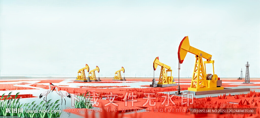 辽河油田红海滩抽油机 卡通纸艺
