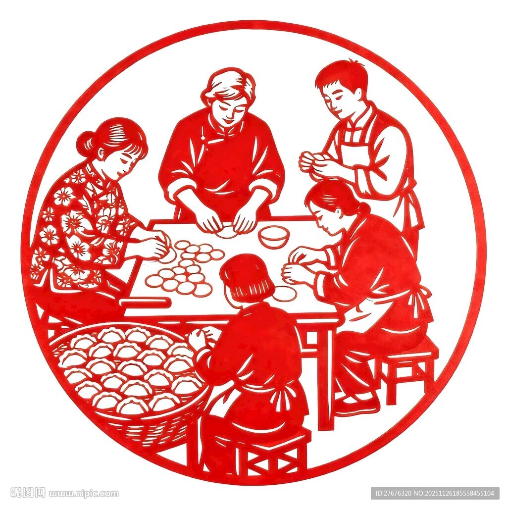 中华美食包饺子矢量设计