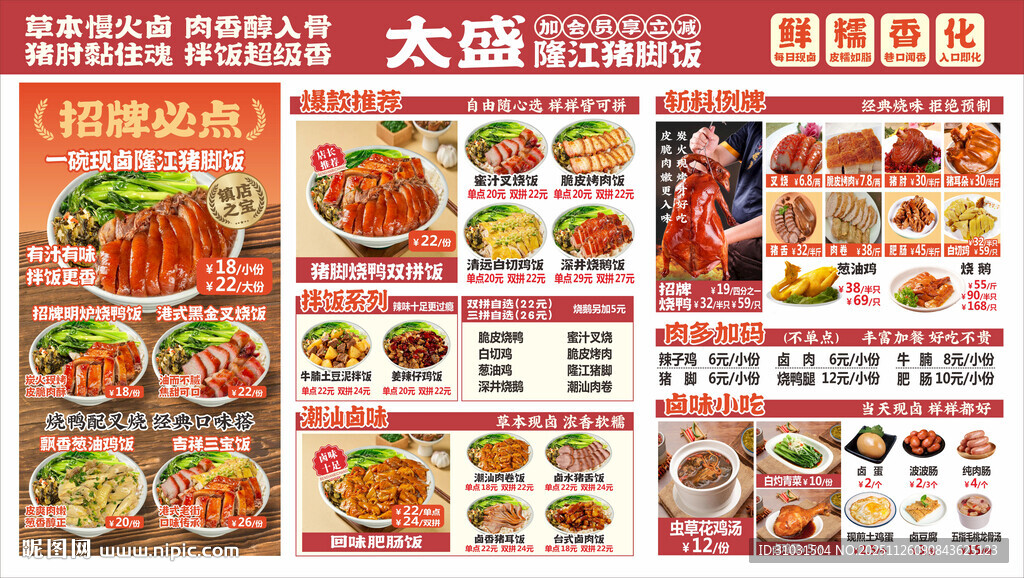 隆江猪脚饭菜单价目表