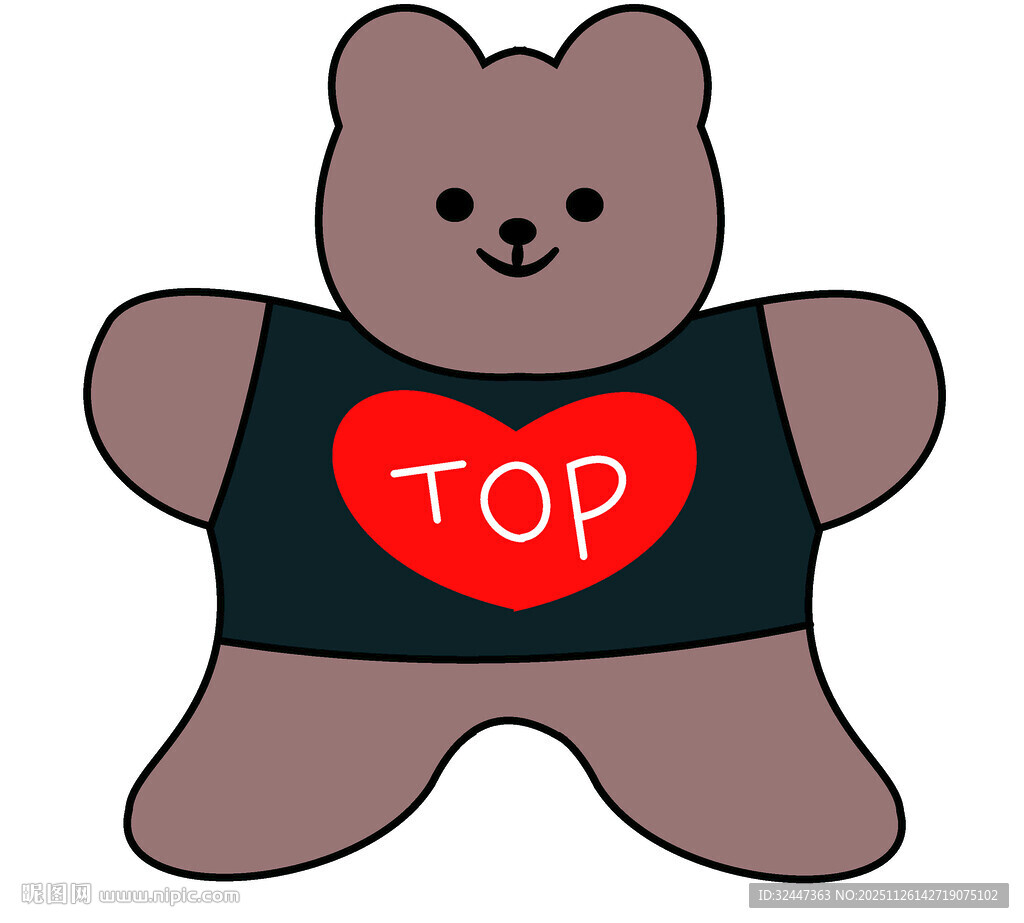 小熊穿爱心T恤