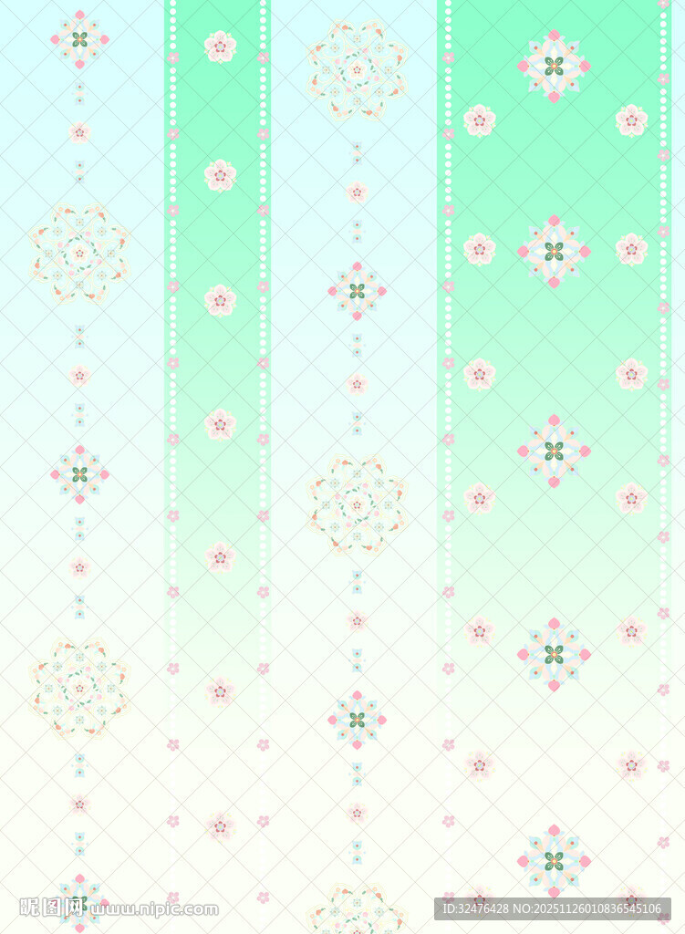 清新花卉条纹背景图案