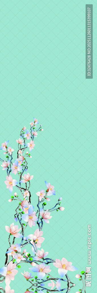 多彩花卉图案装饰仙人掌