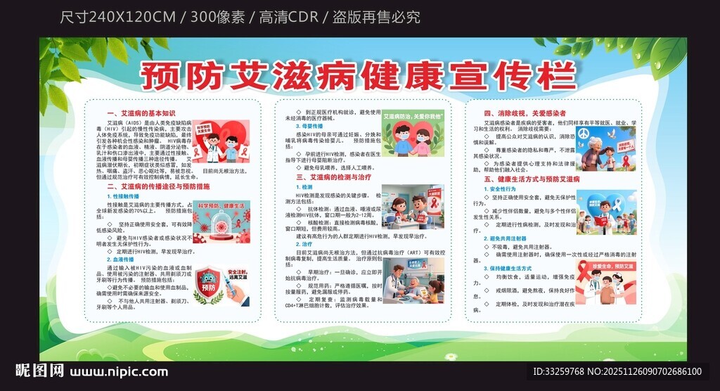 预防艾滋病健康宣传栏