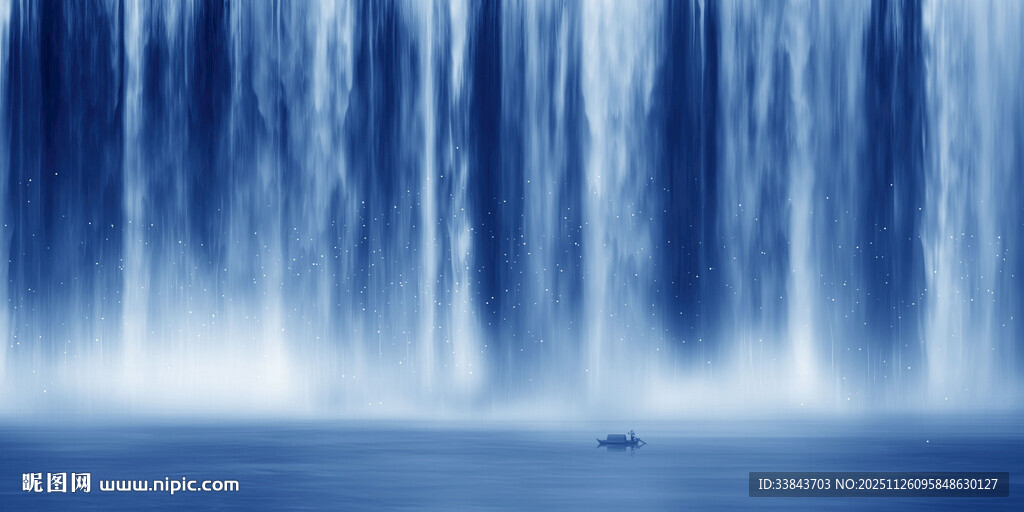 高山流水瀑布山水图