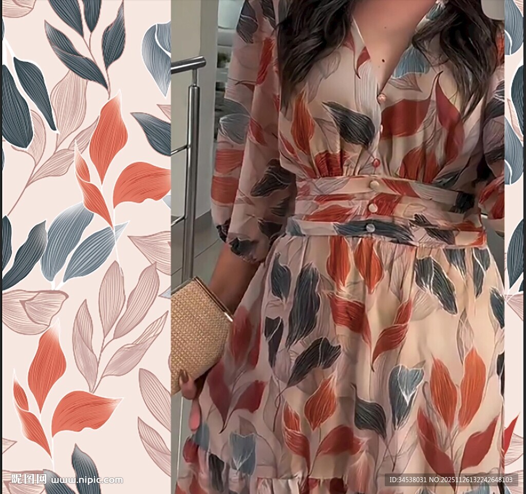 手绘花 大牌 热带叶子 