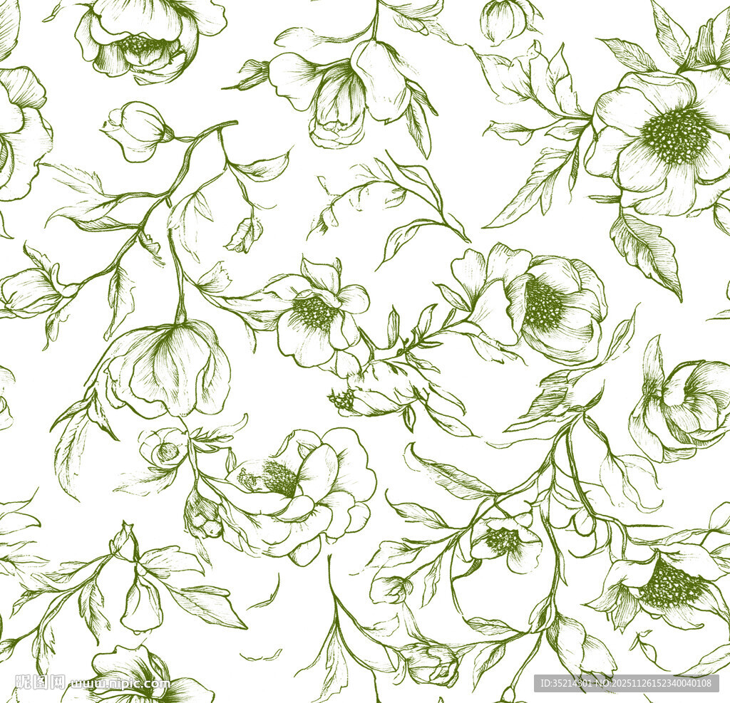 绿色花卉图案 清新雅致