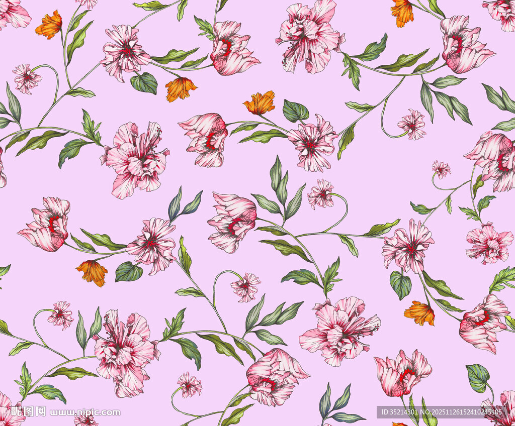 淡紫色底花卉图案纹理