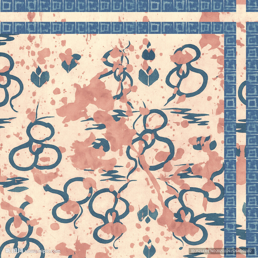 复古风几何花卉图案