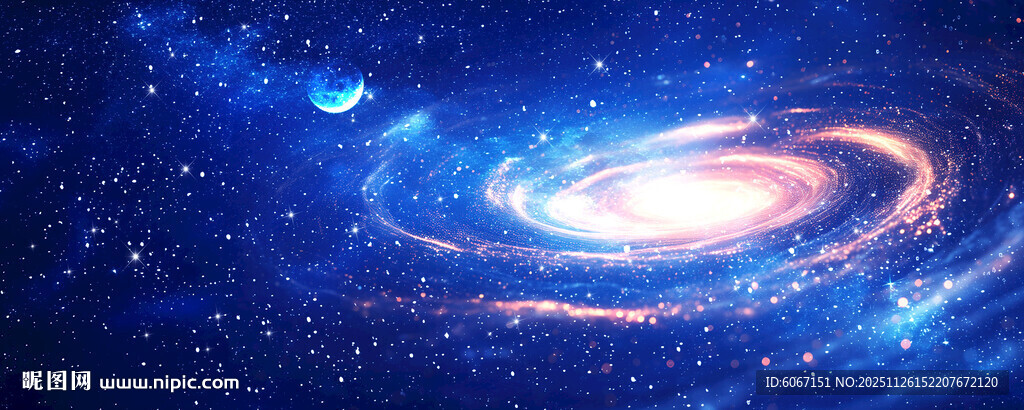 蓝色漩涡宇宙背景灯箱