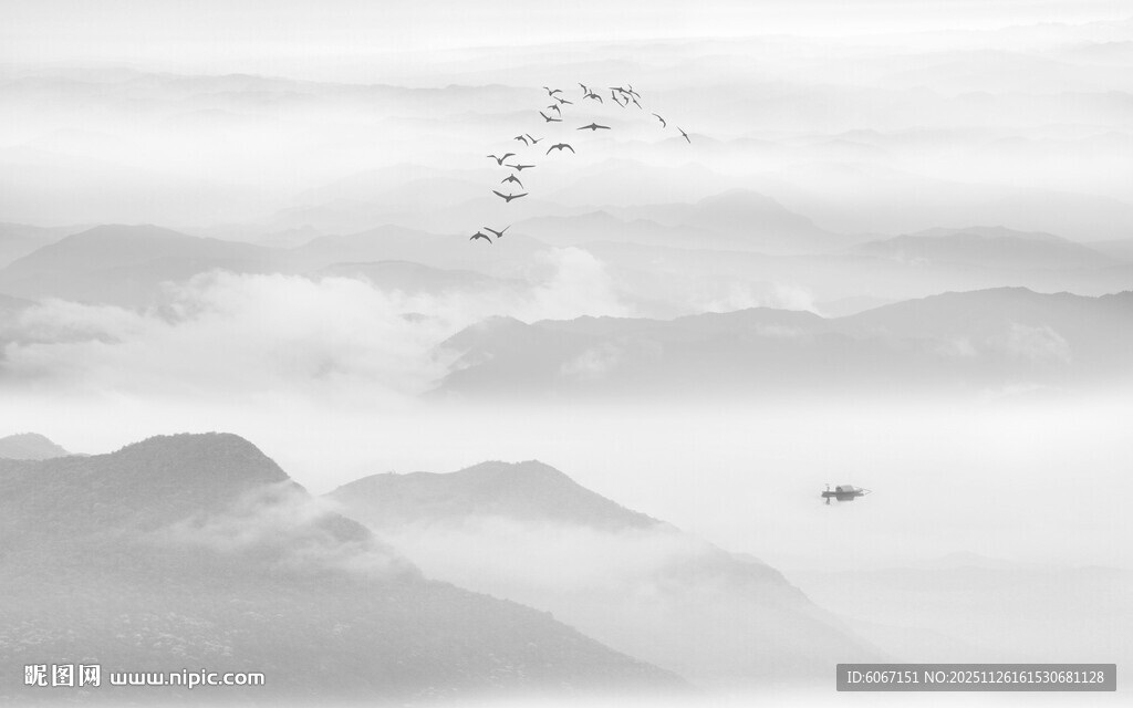 水墨群山背景图