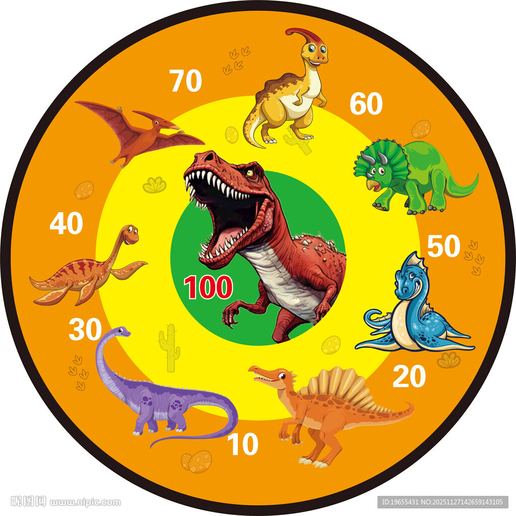 恐龙主题圆形装饰图案