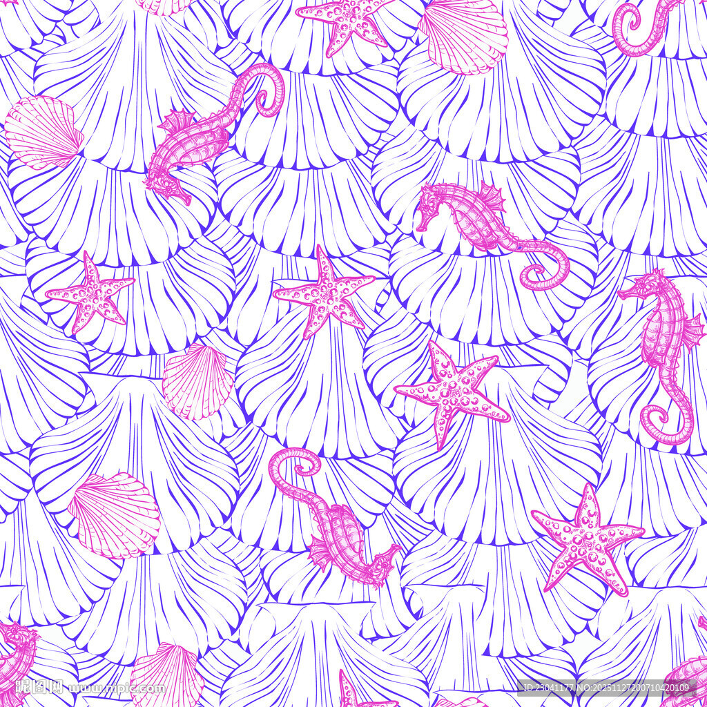 海洋元素梦幻水彩图案