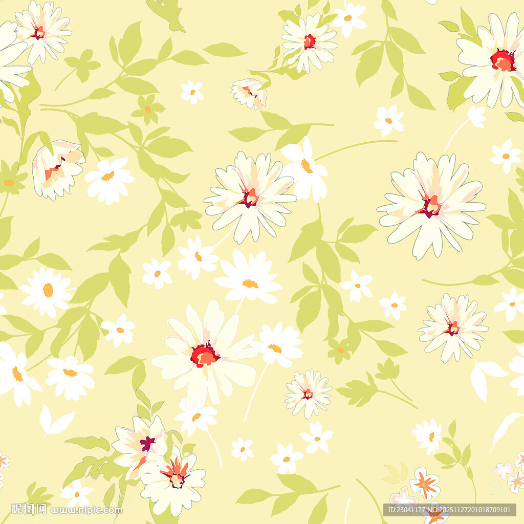 清新雏菊花卉图案背景