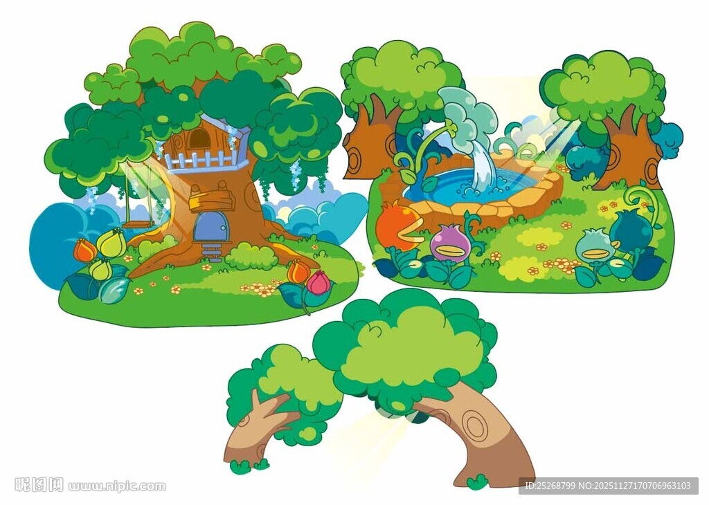 森林中的童话小屋场景