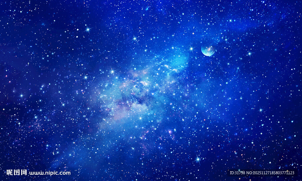 蓝色璀璨星空背景图