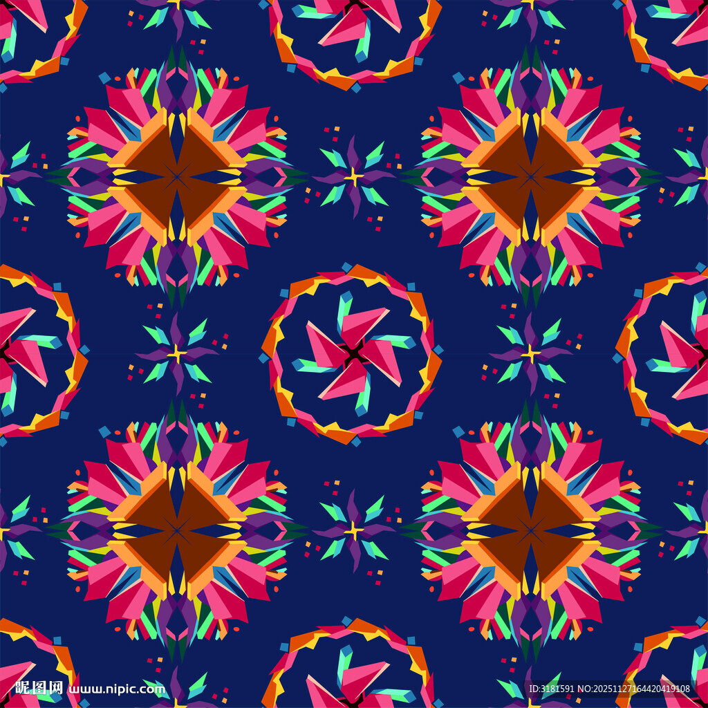 多彩几何花纹图案设计