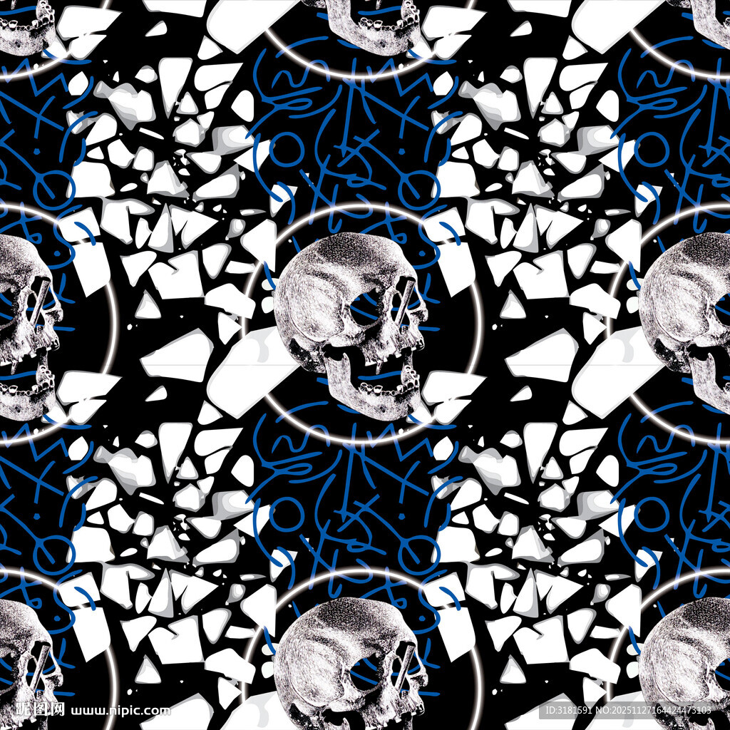 骷髅图案无缝花纹背景
