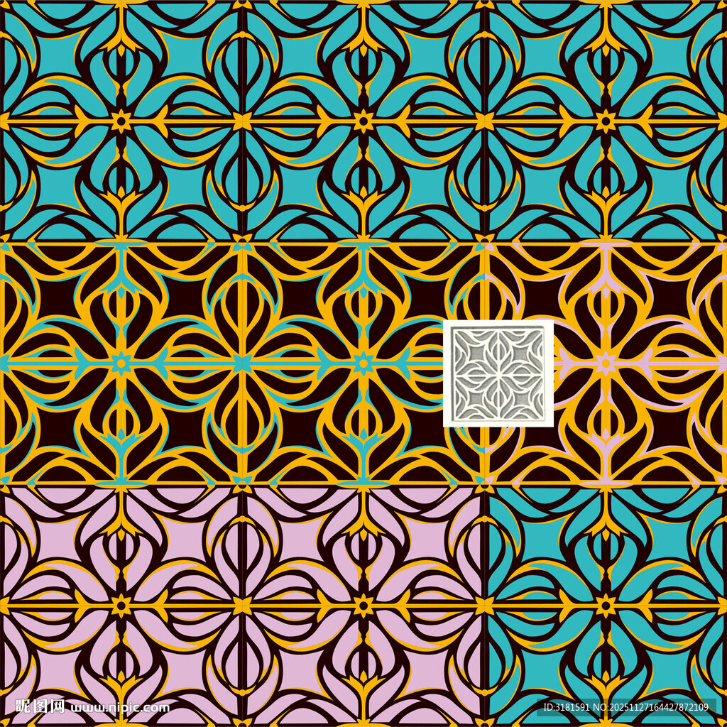 多彩几何花纹图案设计