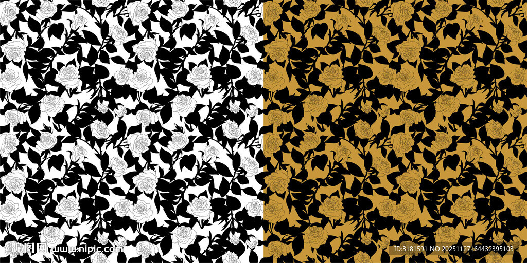 黑白金三色抽象花纹图案