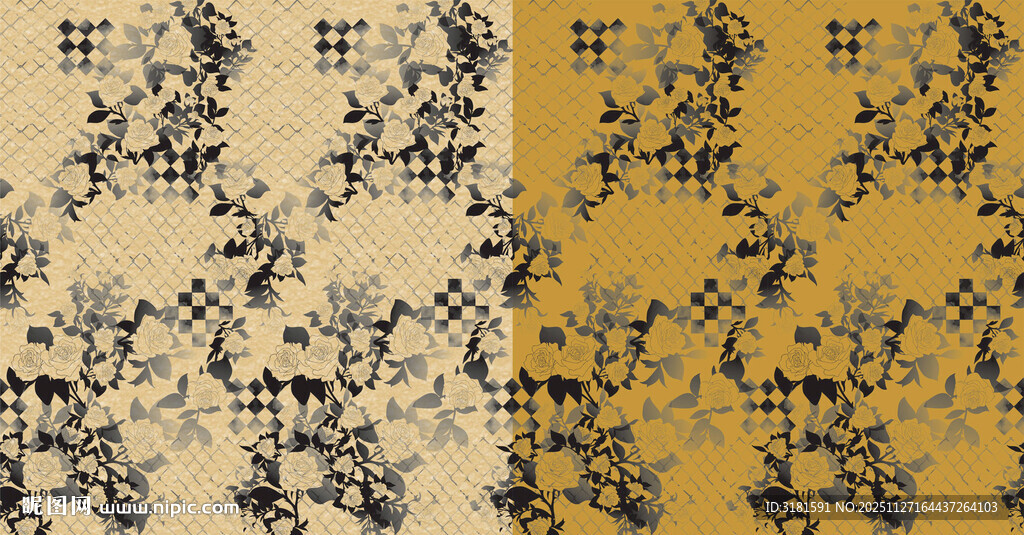 复古花卉图案布料纹理