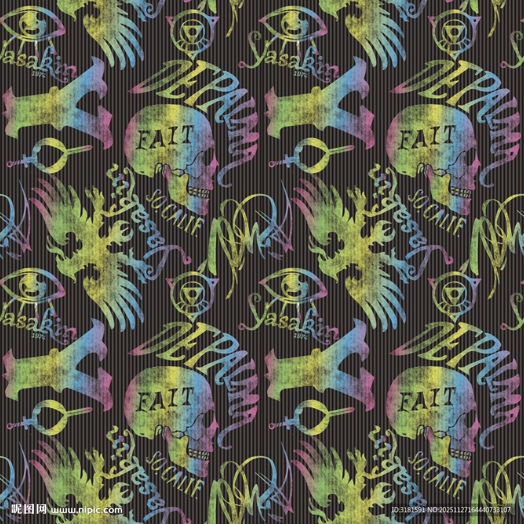 骷髅花卉图案无缝背景