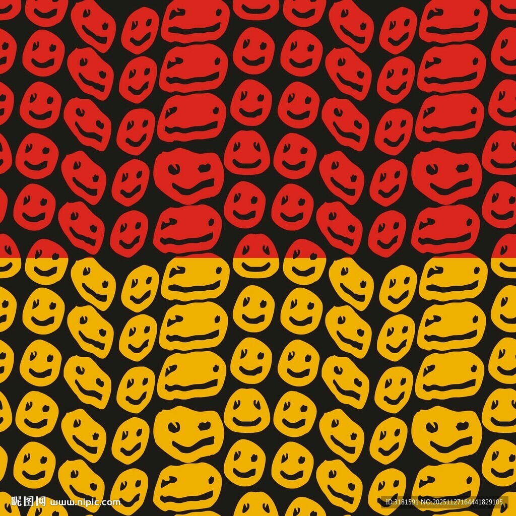 红黄相间笑脸图案纹理