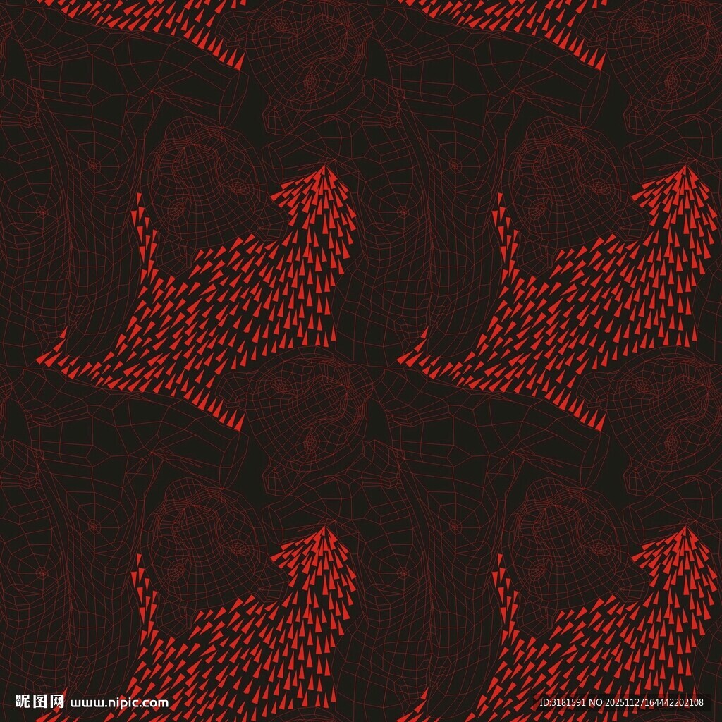 红色动物图案深色背景纹理
