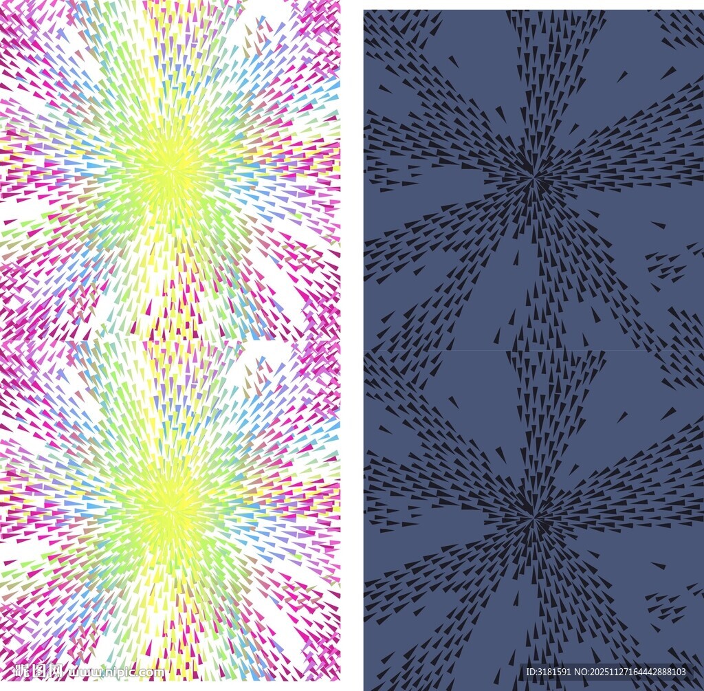 多彩几何图案与深色花纹