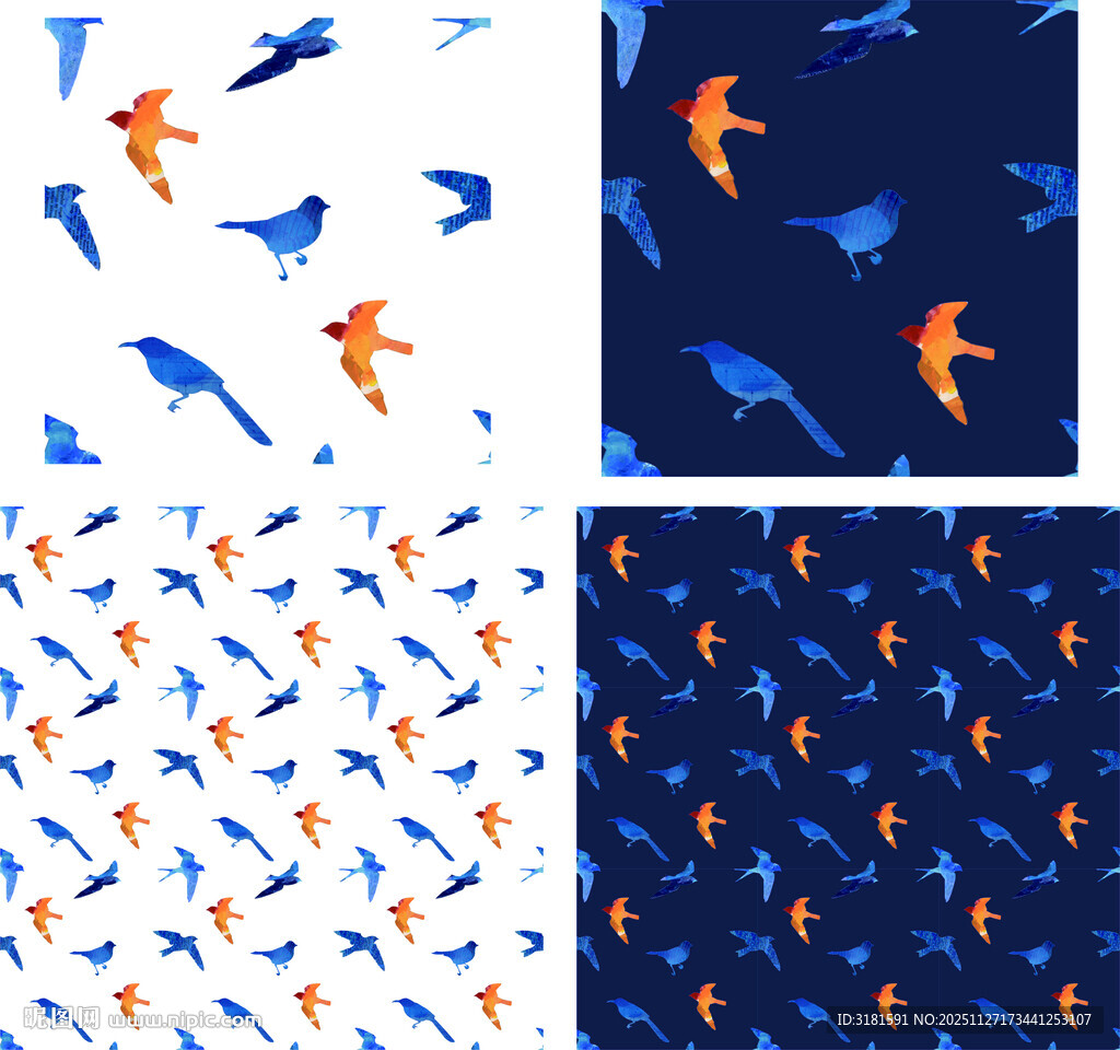 飞鸟图案多彩灵动的视觉盛宴