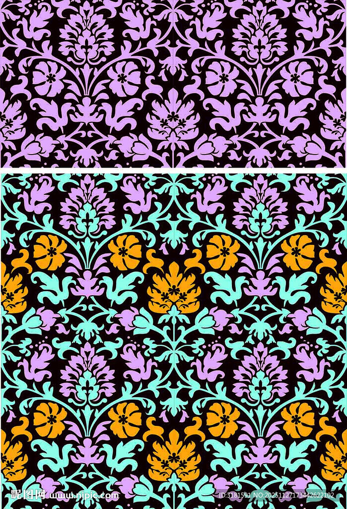 多彩花卉几何图案纹理